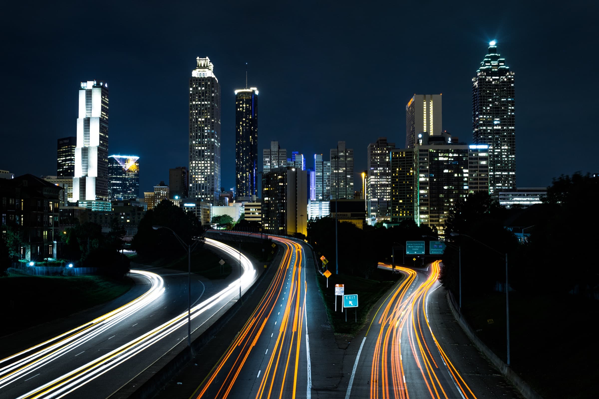 Atlanta city skyline at night